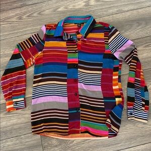 Vintage Canada made brand Louben Multicolor Striped button down blouse shirt top